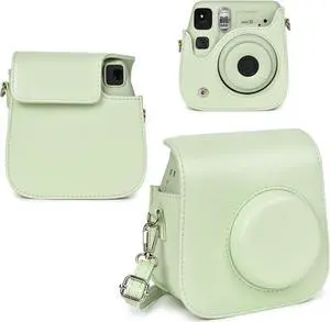 Camera Case for Fujifilm Instax Mini SE / 7+ Instant Camera Protective Carrying Bag PU Leather with Adjustable Shoulder Straps Fujifilm Instax Mini SE Case / Fujifilm Instax Mini 7 Plus Case (Green)