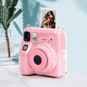 Clear Case for Fujifilm Instax Mini SE Instant Camera - Protective Crystal Hard Shell Cover with Films Pocket Pouch for Storing 10PCS Photos, Best Accessories for Fujifilm instax Mini SE Camera