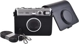 anicestore Fujifilm Instax Mini EVO Instant Film Camera Case Cover with Adjustable Shoulder Straps - Protective Carrying Bag PU Leather Camera Cover Accessories for Fujifilm Instax Mini EVO (Black)