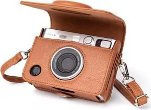 anicestore Fujifilm Instax Mini EVO Instant Film Camera Case Cover with Adjustable Shoulder Straps - Protective Carrying Bag PU Leather Camera Cover Accessories for Fujifilm Instax Mini EVO (Brown)