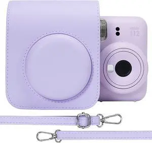 anicestore Fujifilm Instax Mini 12 Instant Film Camera Case with Adjustable Shoulder Straps - Protective Carrying Bag PU Leather Accessories Cover for Fujifilm Instax Mini 12 Camera (Purple)