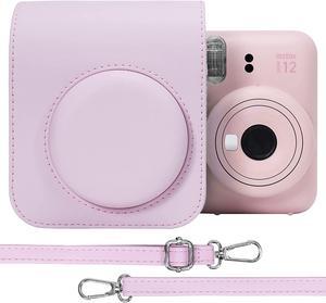 anicestore Fujifilm Instax Mini 12 Instant Film Camera Case with Adjustable Shoulder Straps - Protective Carrying Bag PU Leather Accessories Cover for Fujifilm Instax Mini 12 Camera (Pink)