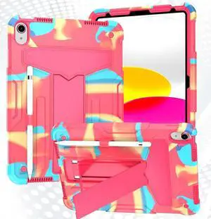 Case for iPad (A16) 11th Generation 11 inch 2025 ( A3354 / A3355 / A3356) & iPad 10th Generation 10.9 inch 2022 (A2696 / A2757 / A2777) Case with Kickstand Rugged Full Body Protective Cover (Rainbow)