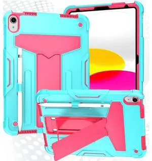 Case for iPad (A16) 11th Generation 11 inch 2025 ( A3354 / A3355 / A3356) & iPad 10th Generation 10.9 inch 2022 (A2696 / A2757 / A2777) Case with Kickstand Rugged Full Body Protective Cover (Pink)