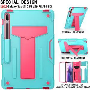Case for Samsung Galaxy Tab S10 FE 10.9-Inch / Samsung Galaxy Tab S9 FE 10.9-Inch / Samsung Galaxy Tab S9 11-Inch Tablet Kickstand Cover Protective Shockproof Heavy Duty Full Body Rugged  (Teal/Pink)