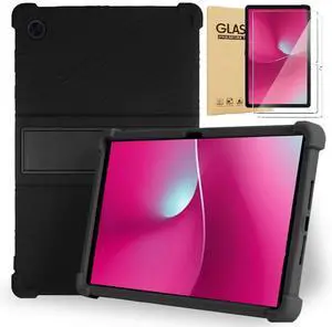 Soft Silicone Rubber Case for T-Mobile REVVL Tab 2 (2025) Tablet with 2 Pack Tempered Glass HD Clarity Anti-Scratch Screen Protector for REVVL Tab 2 5G 10.1 Inch Android Tablet 2025 Released (Black)