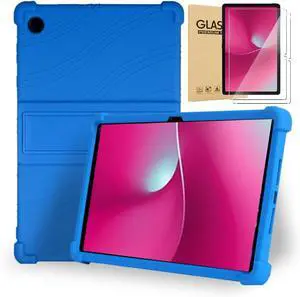 Soft Silicone Rubber Case for T-Mobile REVVL Tab 2 (2025) Tablet with 2 Pack Tempered Glass HD Clarity Anti-Scratch Screen Protector for REVVL Tab 2 5G 10.1 Inch Android Tablet 2025 Released (Blue)