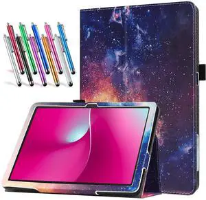 Case for T-Mobile REVVL Tab 2 5G 10.1 Inch Tablet 2025 Release - Lightweight Folio Stand Cover Support Auto Wake/Sleep PU Leather Case for REVVL Tab 2 (2025) + 1 Stylus Pen (Black) Star Galaxy