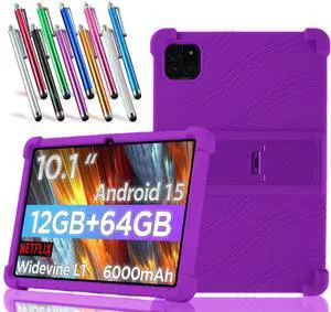 anicestore Case for Callsky-Tab Android Tablet, 10.1 inch Android 15 Tablet (Cpad 10) - Lightweight Silicone Stand Cover Case with 1 Random Stylus (Purple)