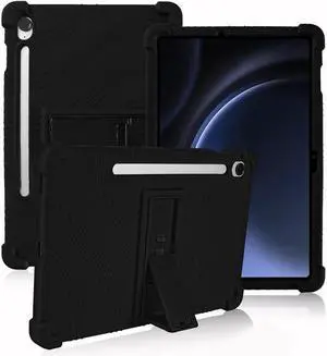 anicestore Case for Samsung Galaxy Tab S10 FE 10.9" /  Samsung Galaxy Tab S9 FE 5G 10.9 Inch /  Samsung Galaxy Tab S9 11 Inch Tablet - Lightweight Silicone Stand Cover Kids Friendly Cover (Black)