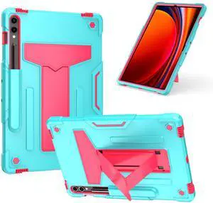 anicestore for SAMSUNG Galaxy Tab S10+ Plus Case 12.4 inch - Heavy Duty Rugged Protective Case with Kickstand Shockproof Hybrid Cover for Samsung Tab S10+ 12.4" Tablet SM-X820/X826/X828 (Teal/Pink)