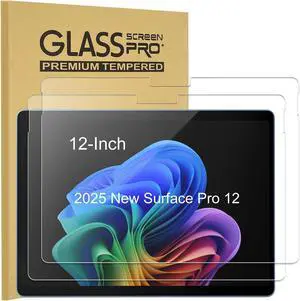 anicestore 2-Pack Screen Protector for Surface Pro 12 inch 2025 Tempered Glass Screen Saver Case Friendly, Surface Pen Compatible for Microsoft Surface Pro Laptop/Tablet 12" Touchscreen Display
