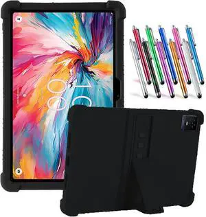 anicestore TCL Tab 10 NXTPAPER 5G Case 10.4" - Silicone Protection Cover with Kickstand Shockproof Kids Friendly Case for TCL TAB 10 NXTPAPER 5G Tablet 10.4 Inch (Model 9199S) + 1 Stylus Pen (Black)