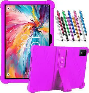 elitegadget TCL Tab 10 NXTPAPER 5G Case 10.4" - Silicone Protection Cover with Kickstand Shockproof Kids Friendly Case for TCL TAB 10 NXTPAPER 5G Tablet 10.4 Inch (Model 9199S) + 1 Stylus Pen (Purple)