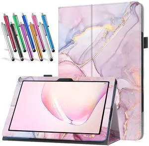 elitegadget Case for TCL TAB PRO 5G 10.36" Tablet (Model TCL-9198S) - Slim Lightweight Folio Stand Cover PU Leather Case Cover for 10.36 inch TCL Tab Pro 5G Tablet + 1 Stylus Pen (Marble Pink)