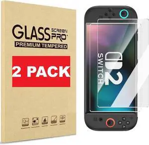 [2-Pack] Tempered Glass Screen Protector for Nintendo Switch 2 (2025), Ultra HD Glass Protector Full Coverage 9H Hardness Scratch Resistant Accessories for Nintendo Switch 2 [7.9 Inch] 2025