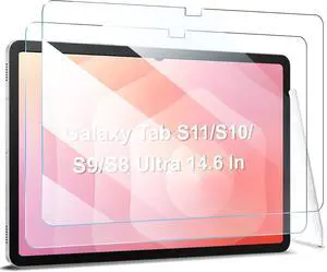 2 Pack Tempered Glass for Samsung Galaxy Tab S11 Ultra/Tab S10 Ultra/Tab S9 Ultra/Tab S8 Ultra Screen Protector (14.6 Inch), [Bubble-Free][Anti-Scratch][Case-Friendly]