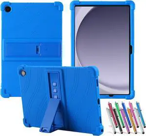 anicestore Case For Samsung Galaxy Tab A9+ 5G 11 Inch Tablet - Protective Lightweight Durable Silicone Adjustable Stand Cover For Samsung Tab A9 Plus 11" SM-X210/X215/X216/X218 + 1 Stylus Pen (Blue)