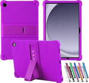 anicestore Case For Samsung Galaxy Tab A9+ 5G 11 Inch Tablet - Protective Lightweight Durable Silicone Adjustable Stand Cover For Samsung Tab A9 Plus 11" SM-X210/X215/X216/X218 + 1 Stylus Pen (Purple)
