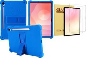 anicestore Galaxy Tab S10 Lite Case with Tempered Glass Screen Protector - Full-Body Protective Silicone Cover with Kickstand for Samsung Galaxy Tab S10 Lite 5G 10.9" Tablet 2025 SM-X400/X406 (Blue)