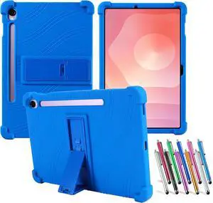 anicestore Case For Samsung Galaxy Tab S10 Lite 5G 10.9 inch (Model SM-X400/SM-X406) 2025 Release - Protective Lightweight Durable Silicone Adjustable Stand Cover + 1 Random Color Stylus Pen (Blue)