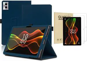 anicestore Case for Boost Celero 5G Tab 10.95 Inch with Tempered Glass Screen Protector - PU Leather Folding Stand Protective Cover with 2PCS Glass Screen Saver for Boost Celero5G Tablet (Blue)