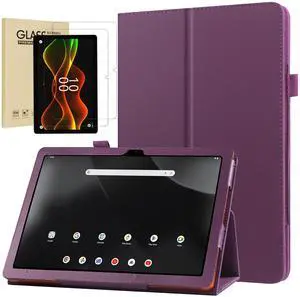 anicestore Case for Boost Celero 5G Tab 10.95 Inch with Tempered Glass Screen Protector - PU Leather Folding Stand Protective Cover with 2PCS Glass Screen Saver for Boost Celero5G Tablet (Purple)
