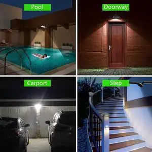Solar Gutter Lights Wall with Rotatable Mounting Pole, Epicgadget 36 LED Outdoor Solar Motion Sensor Detector Lights, (4 Pack)