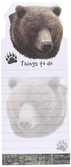 "Grizzly Bear Magnetic List Pads" Uniquely Shaped Sticky Notepad "Grizzly Bear Magnetic List Pads" Uniquely Shaped Sticky Notepad