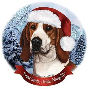 Holiday Pet Gifts Treeing Walker Coonhound Santa Hat Dog Porcelain Ornament Holiday Pet Gifts Treeing Walker Coonhound Santa Hat Dog Porcelain Ornament