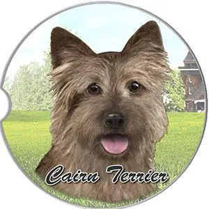 ES Pets Absorbent Stoneware Car Cup Holder Coaster, Cairn Terrier ES Pets Absorbent Stoneware Car Cup Holder Coaster, Cairn Terrier