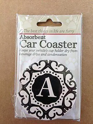 ES Pets Absorbent Stoneware Car Cup Holder Coaster, Initial A ES Pets Absorbent Stoneware Car Cup Holder Coaster, Initial A