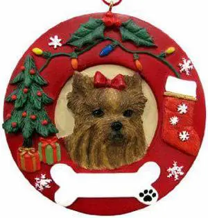 Yorkie Yorkshire Terrier Christmas Ornament Wreath Shaped Easily Personalized Yorkie Yorkshire Terrier Christmas Ornament Wreath Shaped Easily Personalized