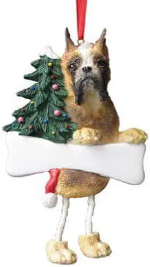 Boxer Fawn, Cropped Dangling/Wobbly Leg Christmas Ornament Boxer Fawn, Cropped Dangling/Wobbly Leg Christmas Ornament