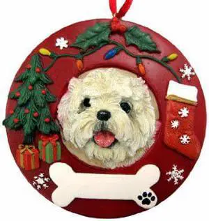 E&S Pets Cairn Terrier Christmas Ornament Wreath Shaped Easily Personalized E&S Pets Cairn Terrier Christmas Ornament Wreath Shaped Easily Personalized