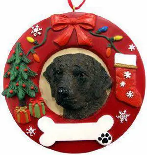 E&S Pets Labrador Chocolate Christmas Ornament Wreath Shaped Easily Personalized E&S Pets Labrador Chocolate Christmas Ornament Wreath Shaped Easily Personalized
