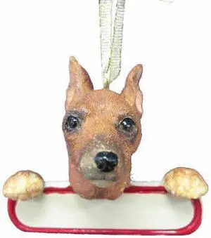 Miniature Pinscher Ornament Red "Santa's Pals" With Personalizable Name Plate Miniature Pinscher Ornament Red "Santa's Pals" With Personalizable Name Plate