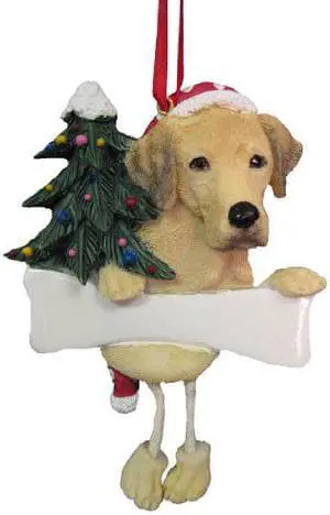 Yellow Labrador Ornament "Dangling Legs" Hand Painted and Easily Personalized Yellow Labrador Ornament "Dangling Legs" Hand Painted and Easily Personalized