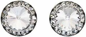 Finishing Touch Large Crystal Stone Show Earrings - Clear - Silver Finish Finishing Touch Large Crystal Stone Show Earrings - Clear - Silver Finish