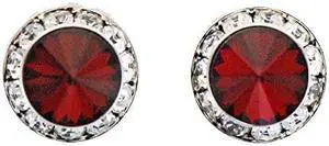 Finishing Touch Large Crystal Stone Show Earrings - Siam Red - Silver Finish Finishing Touch Large Crystal Stone Show Earrings - Siam Red - Silver Finish