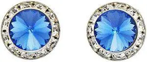 Finishing Touch Large Crystal Stone Show Earrings Blue Sapphire - Silver Finish Finishing Touch Large Crystal Stone Show Earrings Blue Sapphire - Silver Finish