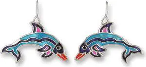 Judith Geiger Silver Plated Calypso Dolphin Enamel Dangle Earrings Judith Geiger Silver Plated Calypso Dolphin Enamel Dangle Earrings