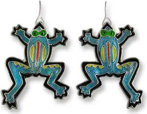 Judith Geiger Silver Plated Calypso Frog Enamel Dangle Earrings Judith Geiger Silver Plated Calypso Frog Enamel Dangle Earrings