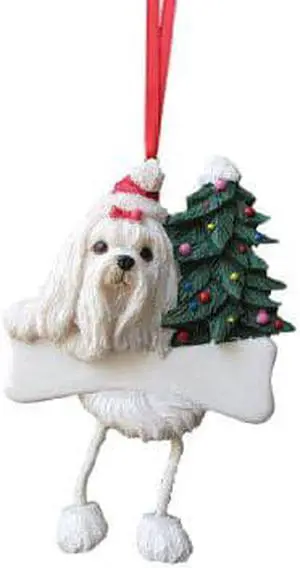 Maltese Ornament with Unique "Dangling Legs" Hand Painted Personalized Ornament Maltese Ornament with Unique "Dangling Legs" Hand Painted Personalized Ornament