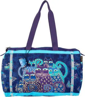 Laurel Burch Travel Bag 21" X 9" X 14"-Indigo Cats Laurel Burch Travel Bag 21" X 9" X 14"-Indigo Cats