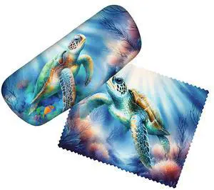 Spoontiques Padded Eye Glass Case and Lens Cloth - Sea Turtle Spoontiques Padded Eye Glass Case and Lens Cloth - Sea Turtle