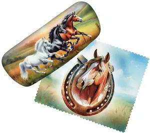 Spoontiques Padded Eye Glass Case and Lens Cloth - Horses Spoontiques Padded Eye Glass Case and Lens Cloth - Horses