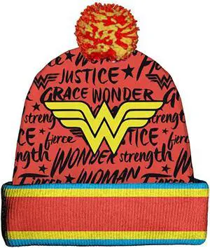 Spoontiques Winter Beanie Hat, Polyester, One Size Fits Most - Wonder Woman Spoontiques Winter Beanie Hat, Polyester, One Size Fits Most - Wonder Woman