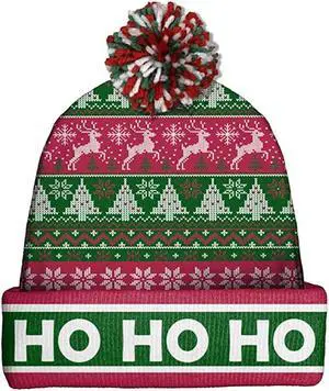 Spoontiques Winter Beanie Hat, One Size Fits Most - Ho Ho Ho Christmas Sweater Spoontiques Winter Beanie Hat, One Size Fits Most - Ho Ho Ho Christmas Sweater