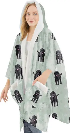 E&S Pets Snuggs Blanket Hoodie for Women Soft Fleece Wrap, Black Labradoodle E&S Pets Snuggs Blanket Hoodie for Women Soft Fleece Wrap, Black Labradoodle
